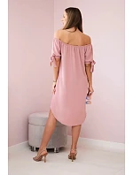 Šaty svázané na rukávech tmavě pudrově růžová Šaty svázané na rukávech tmavě pudrově růžová