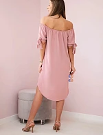 Šaty svázané na rukávech tmavě pudrově růžová