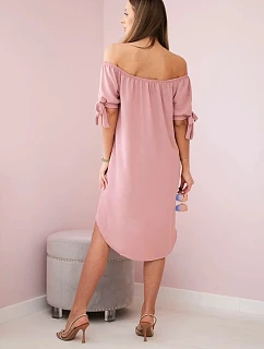 Šaty svázané na rukávech tmavě pudrově růžová