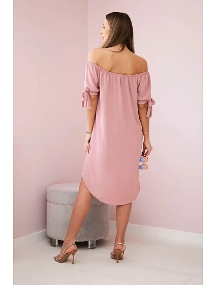 Šaty svázané na rukávech tmavě pudrově růžová