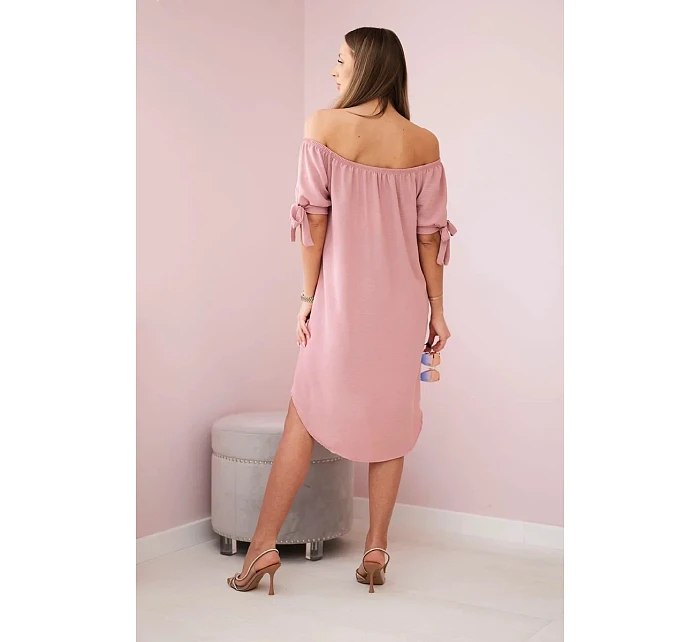 Šaty svázané na rukávech tmavě pudrově růžová Šaty svázané na rukávech tmavě pudrově růžová