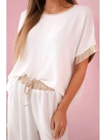 Viskózový komplet se zlatým lemováním ecru Viskózový komplet se zlatým lemováním ecru