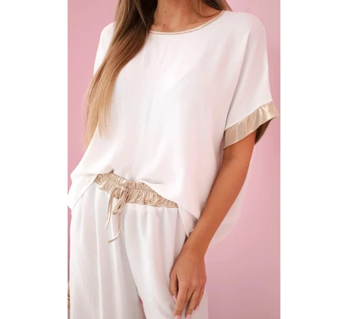 Viskózový komplet se zlatým lemováním ecru Viskózový komplet se zlatým lemováním ecru