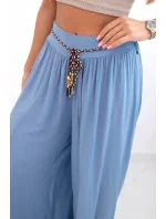 Dámské kalhoty z viskózy se širokými nohavicemi džínovina