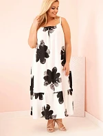 Dámské šaty na ramínka s volánem a květinovým potiskem černá