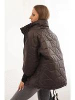 Dámská prošívaná bunda s krátkým střihem a stojáčkem hnědá