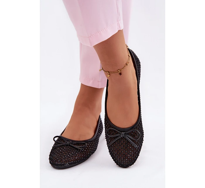 Síťované baleríny s ozdobou Vinceza 62270 Černé