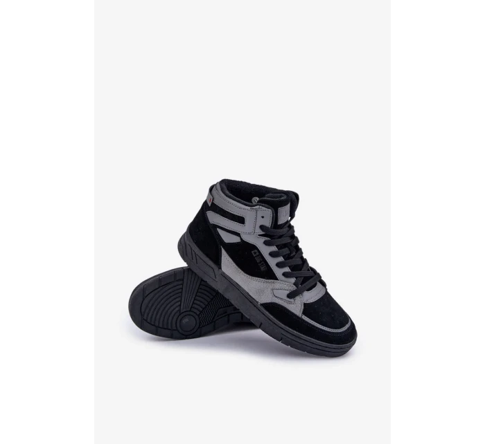 Semišové pánské tenisky Big Star OO174303 Hi-Poly System černo-šedé