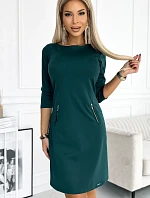 420-5 MARY Šaty se zlatými zámky - BOTTLE GREEN