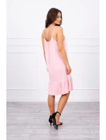 Šaty s tenkým páskem, pudrově růžové