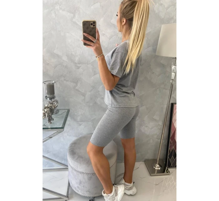 Šedý set top+legíny Šedý set top+legíny