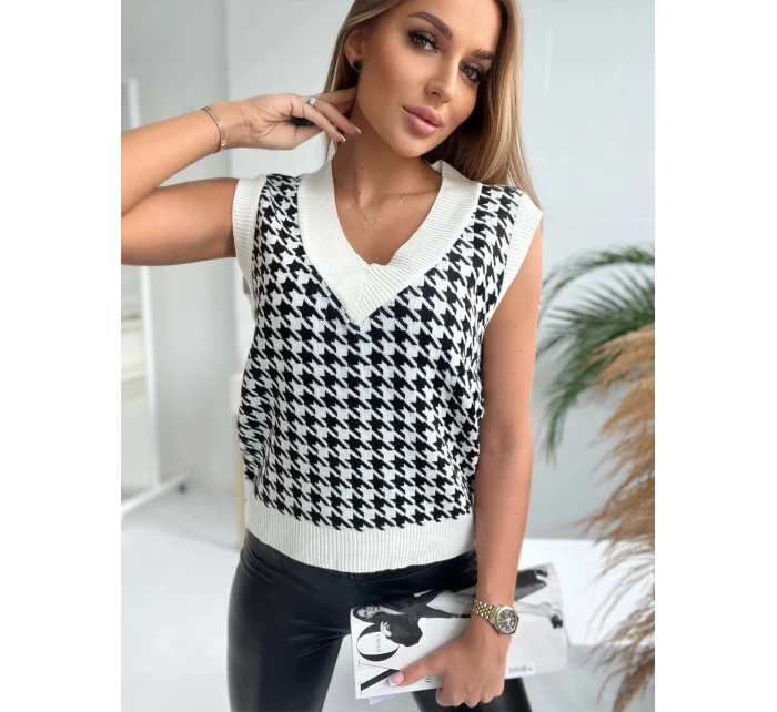 Svetr bez rukávů v barvě model 21755726 ecru - K-Fashion Svetr bez rukávů v barvě model 21755726 ecru - K-Fashion