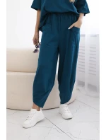 Bavlněný komplet halenka + kalhoty námořní