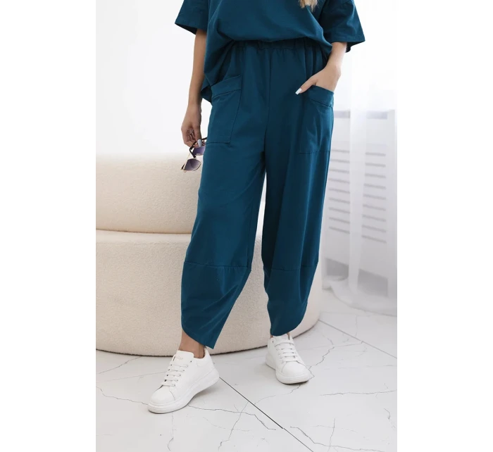 Bavlněný komplet halenka + kalhoty námořní