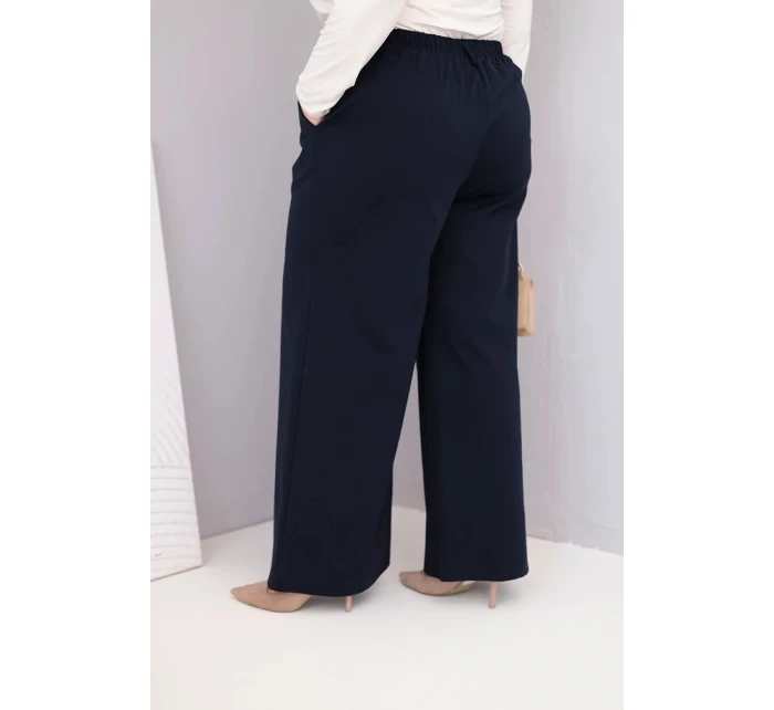 Dámské kalhoty Plus Size s širokými nohavicemi a vysokým pasem granátové