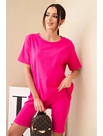 Dámský bavlněný komplet s krátkým rukávem a šortkami žlutý