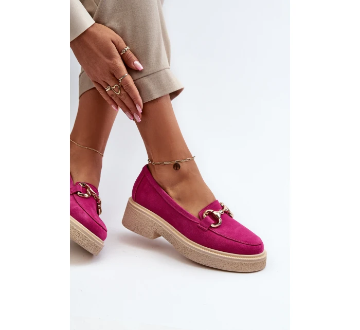 Zazoo 3429 Semišové Dámské Mokasíny S Ozdobou Fuksie