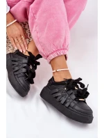 Ekokožené Sneakersy Na Platformě Černé Penolle Ekokožené Sneakersy Na Platformě Černé Penolle