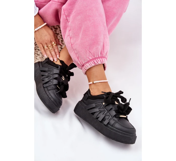 Ekokožené Sneakersy Na Platformě Černé Penolle Ekokožené Sneakersy Na Platformě Černé Penolle