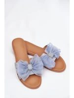 Dámské Pantofle Na Plochém Podpatku S Mašlí Džínové model 21704157 - Boto