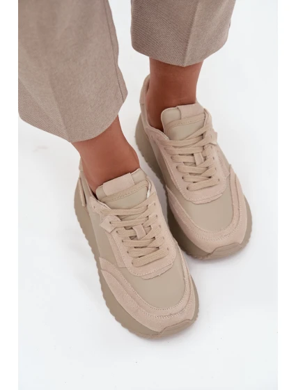 Kožené dámské tenisky na platformě Artiker 55C0021 béžové