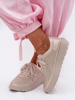 Kožené síťované dámské polobotky Vinceza 79629 zlaté