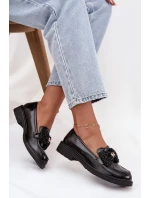 Lakované dámské mokasíny s mašlí S.Barski – černé Lakované dámské mokasíny s mašlí S.Barski – černé