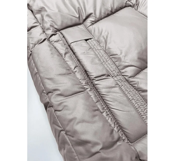 Šedá dámská zimní bunda s kontrastní podšívkou model 21248812 - Glakate