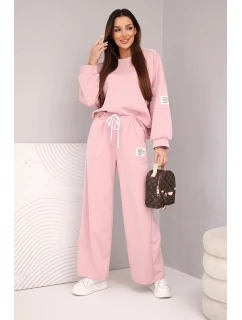Dámský komplet máslová mikina + kalhoty tmavě pudrově růžová