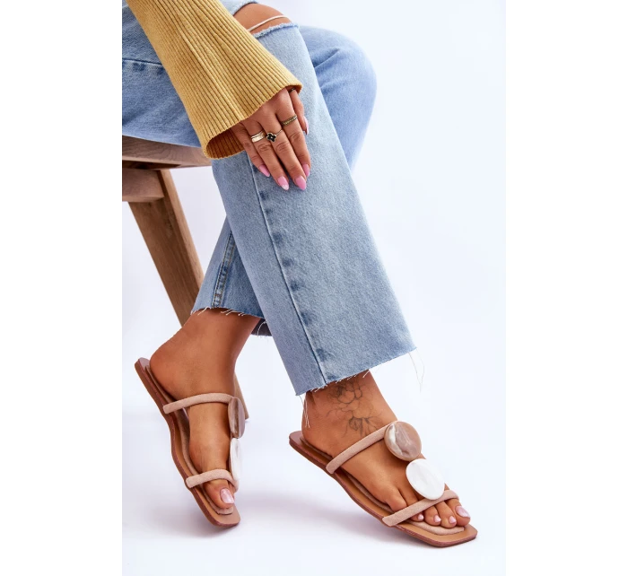 semišové pantofle zdobené Nude Victoria