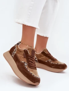 Dámské Semišové Tenisky Big Star OO274A313 HI-POLY SYSTEM Hnědé Leopardí