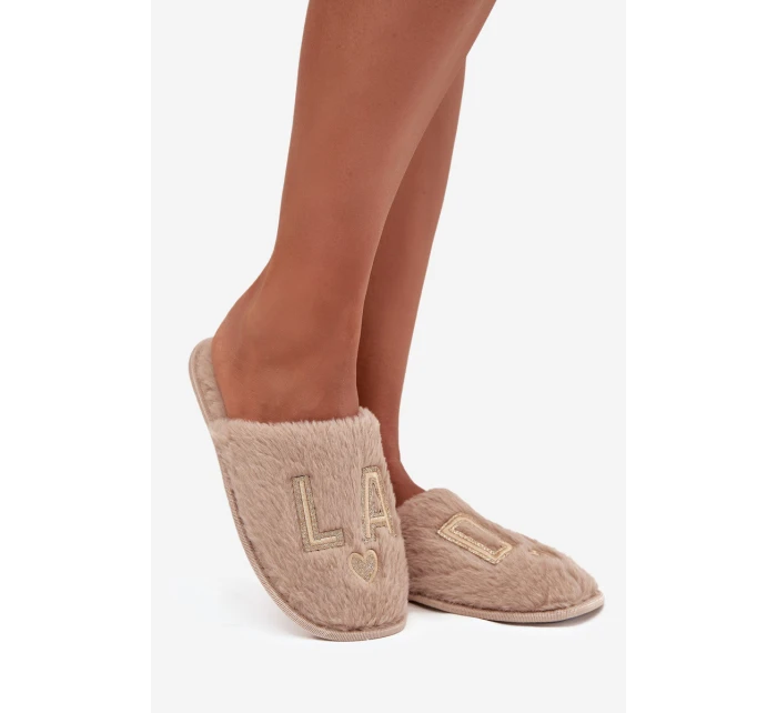 Dámské pantofle s kožešinou LADY model 21710300 béžové - VINCEZA