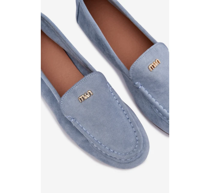 Dámské mokasiny s malým zlatým detailem modré Sarivelle