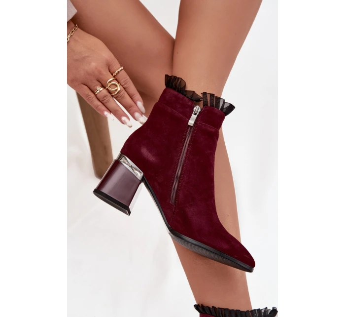 Dámské zateplené kotníkové boty z přírodního semiše D&A - bordó Dámské zateplené kotníkové boty z přírodního semiše D&A - bordó