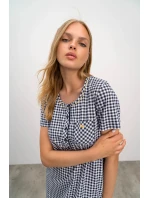 Dámská noční košile 16215-183 Tmavě modrá s bílou - Vamp