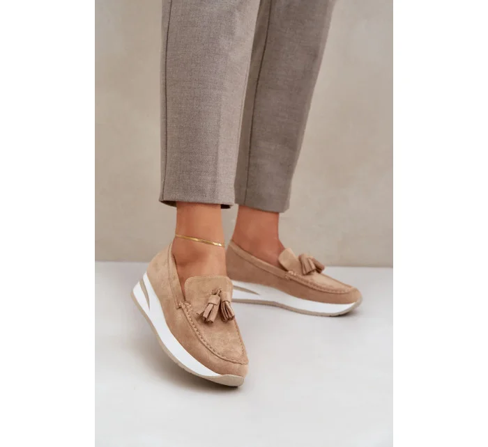 Dámské mokasíny G-55 / 208670 Hnědo béžová - Flyfor