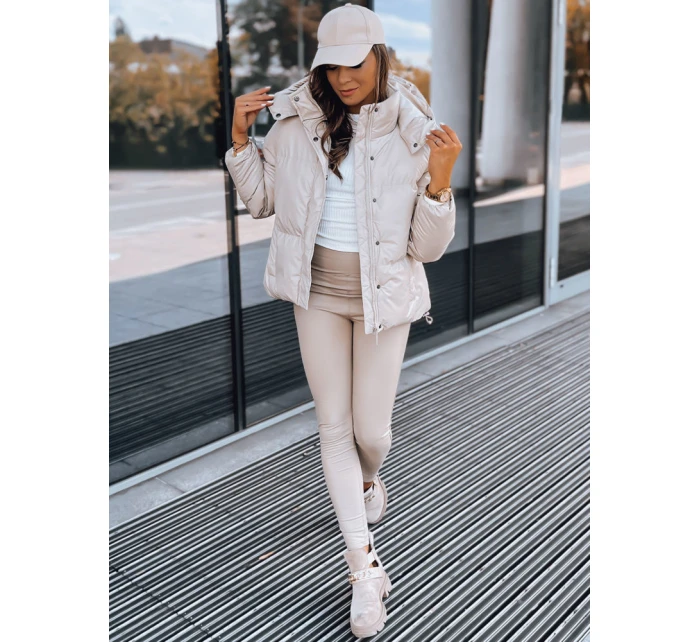 Dámská kožená přechodná bunda COLLAR beige FashionStreet TY3763