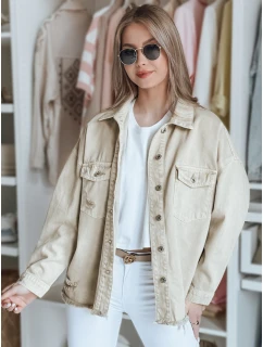 Dámská oversize džínová bunda JUSTDEM béžová FashionStreet TY4908