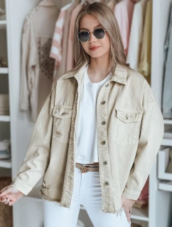 Dámská oversize džínová bunda JUSTDEM béžová FashionStreet TY4908