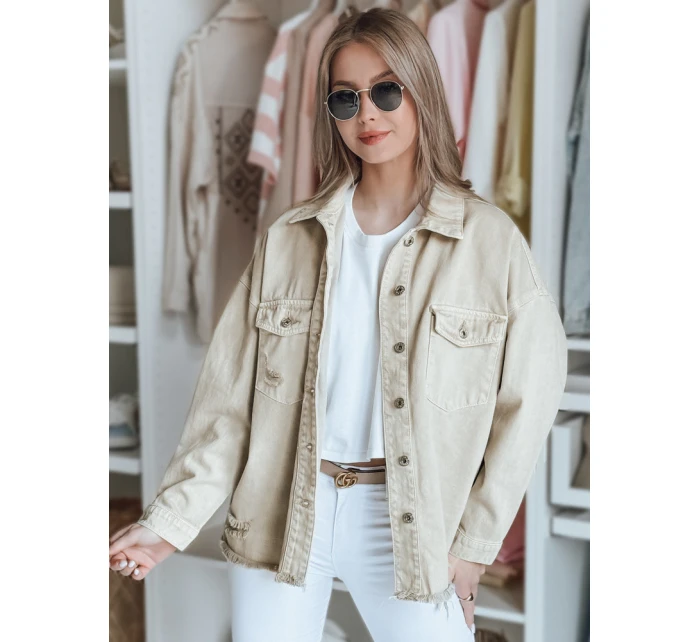 Dámská oversize džínová bunda JUSTDEM béžová FashionStreet TY4908