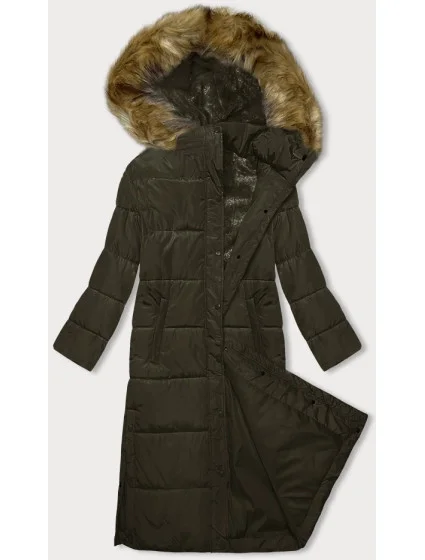 Dlouhá zimní bunda v khaki barvě s kapucí model 21247383 - MELYA MELODY