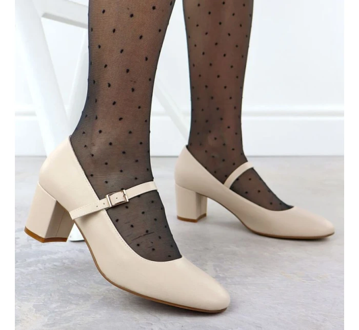 Sergio Leone PB176 páskové lodičky na nízkém podpatku v tělové barvě Sergio Leone PB176