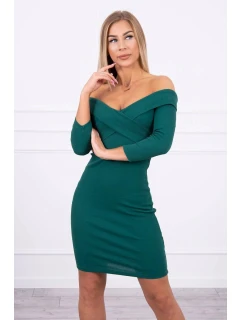 Přiléhavé šaty s výstřihem do V zelené