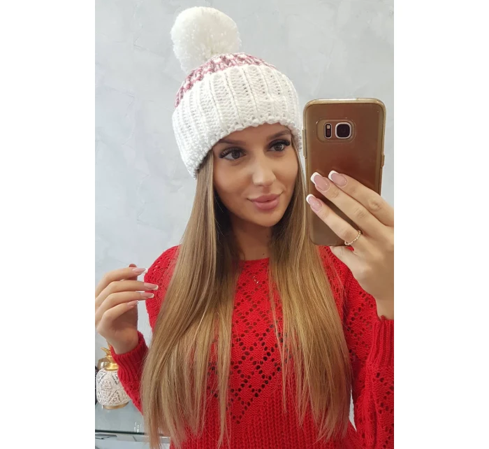 Dámská čepice Ellen s bambulí K325 bílá Dámská čepice Ellen s bambulí K325 bílá