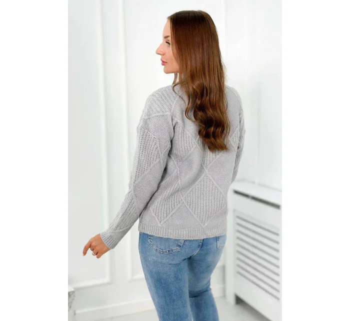 Svetr přes hlavu v šedý model 18966186 - K-Fashion Svetr přes hlavu v šedý model 18966186 - K-Fashion
