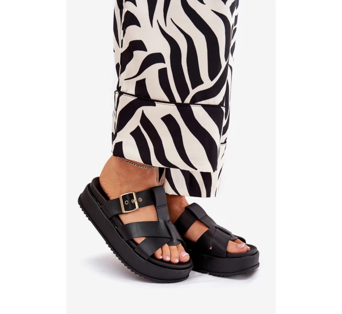 Dámské Pantofle Na Platformě S Pásky A Černé model 21687559 - Boto Dámské Pantofle Na Platformě S Pásky A Černé model 21687559 - Boto