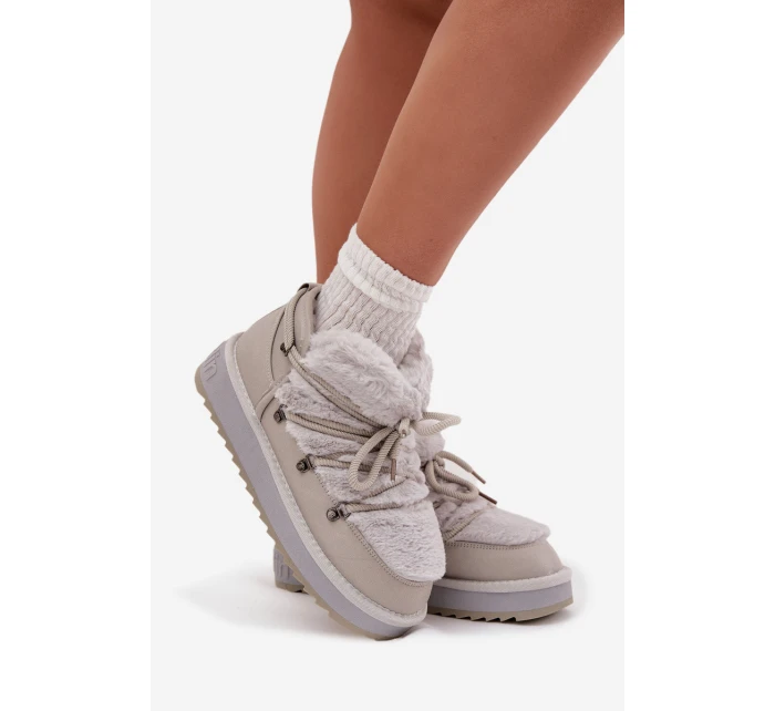 Nízké sněhule na platformě s kožešinkou D.Franklin DFSH370011 světle šedé