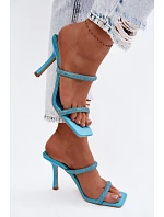 Dámské sandály na podpatku zdobené kamínky modré Vittoria Dámské sandály na podpatku zdobené kamínky modré Vittoria