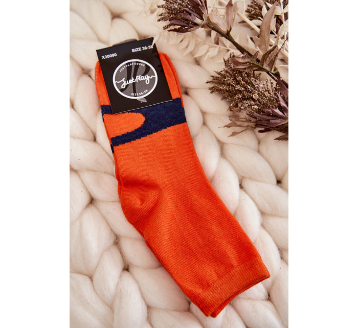 Dámské bavlněné ponožky Námořnický vzor oranžove