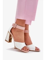 Dámské lakované sandály na sloupku - bílé Vinceza Dámské lakované sandály na sloupku - bílé Vinceza